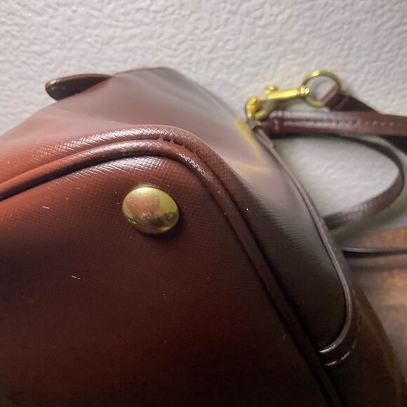 Coach Peyton Leather Cora Domed Satchel F25671 Brass/ Mahogany‎ - Picture 3 of 16
